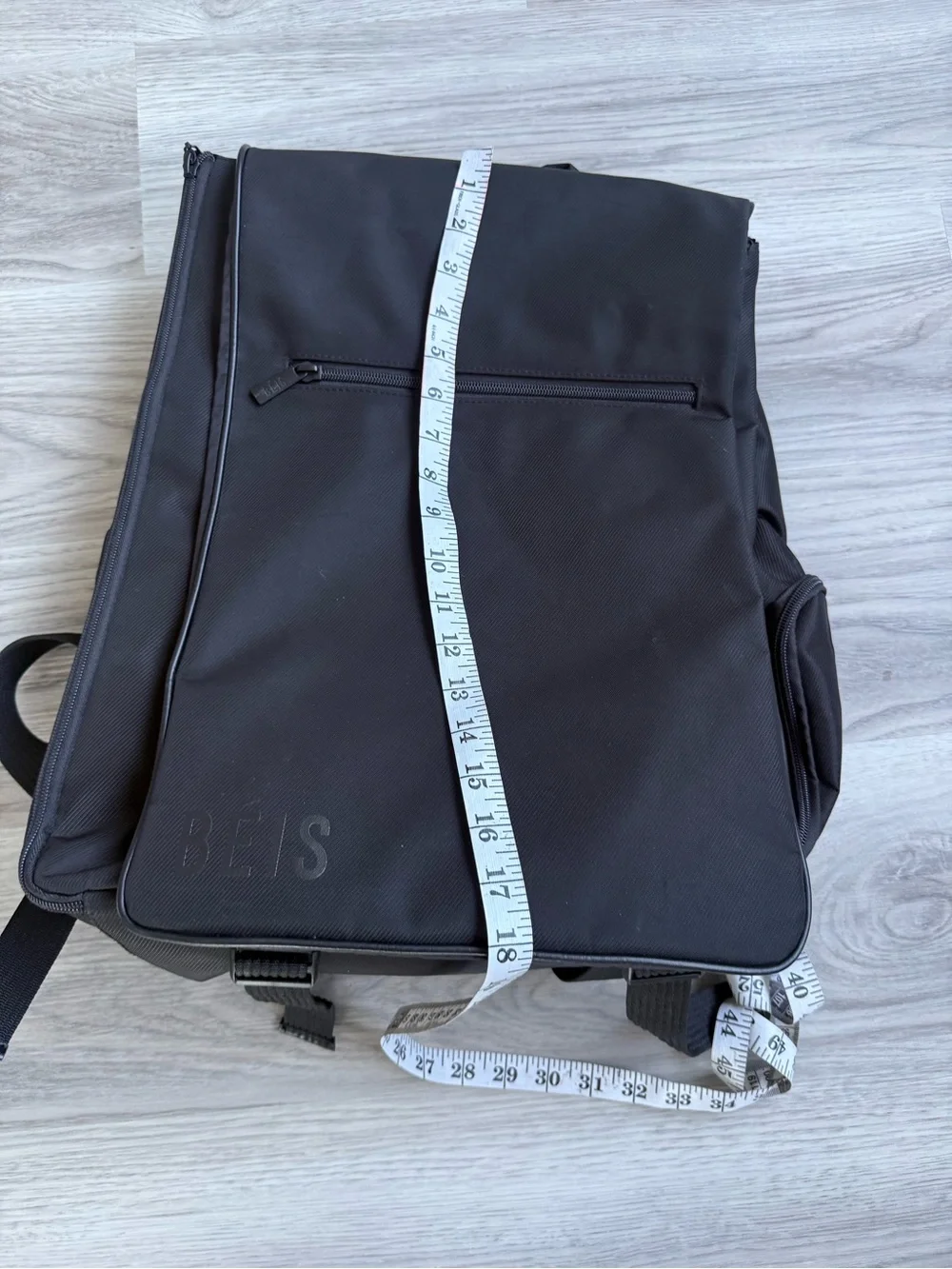 BEIS Black Convertible Laptop Backpack with Front Zip Pocket